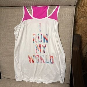 Athleta girls size 14 tank “I Run My World” NWT